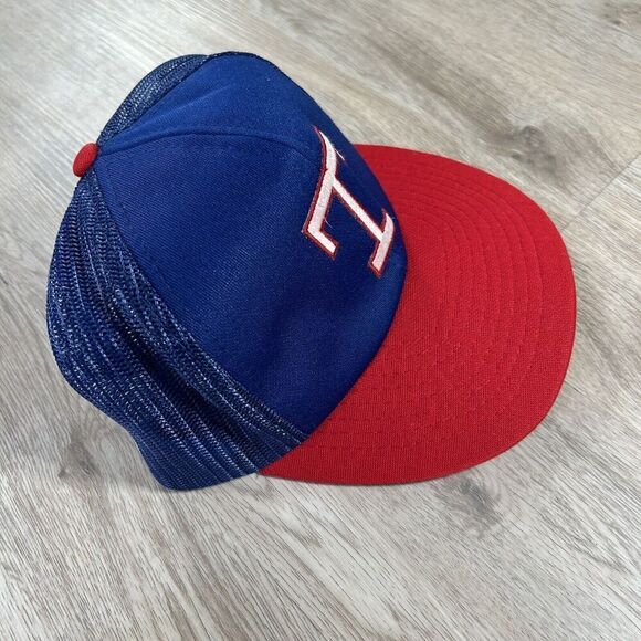 Vintage Texas Rangers Hat Snapback MLB Baseball Trucker Blue Red Cap - Picture 8 of 8